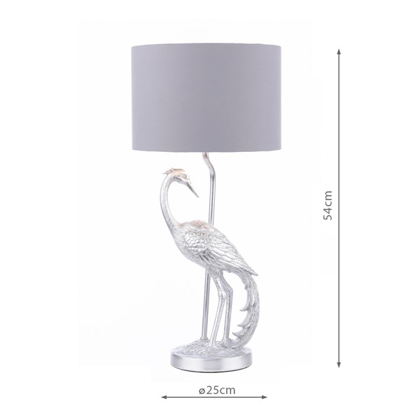 (image for) Laura Ashley Tregaron Heron Table Lamp Silver with Shade